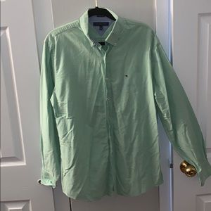 Green Tommy Hilfiger Oxford Button Up Shirt.